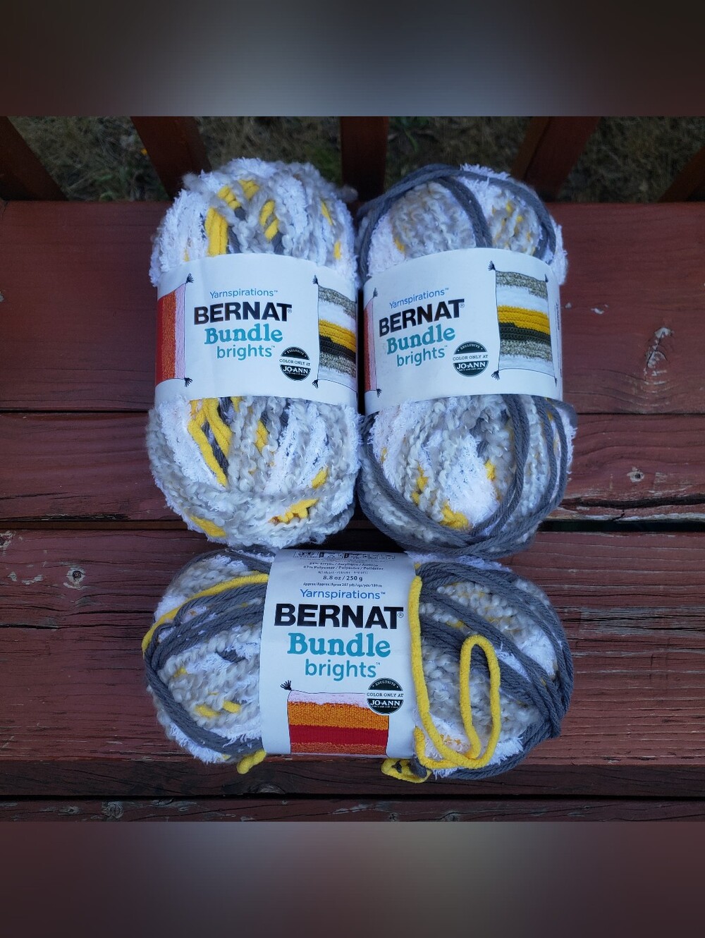 (3) Bernat Bundle Brights #6 Super Bulky 'Banana Split' Yarn- JOANN
